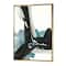 Designart - Geometric Black and Teal III - Modern & Contemporary Canvas in Gold Frame